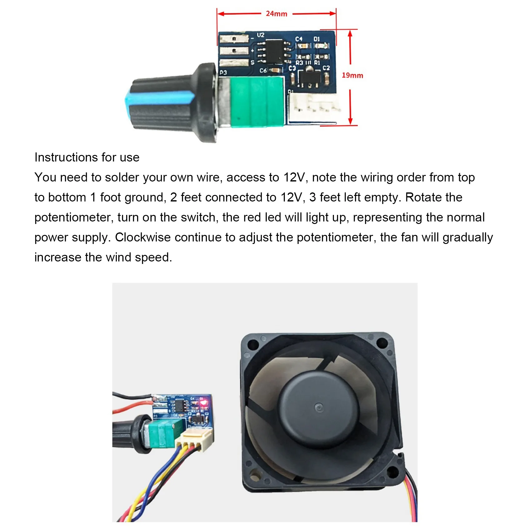 A98U 3PCS Computer Case Fan Governor PWM Speed Controller 12V Single Way 4 Pin Low-Power Silent Fan Governor Controller