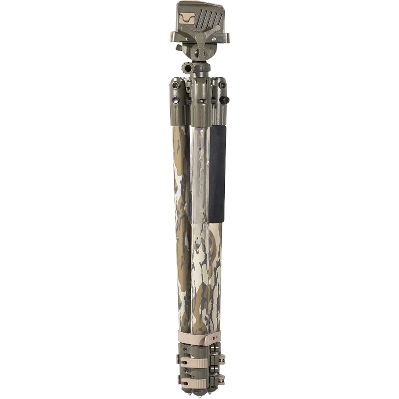 DeathGrip Mossy Oak Bottomland Camo Tripod with Durable Aluminum Frame, Lightweight, Stable Design, Bubble Level,