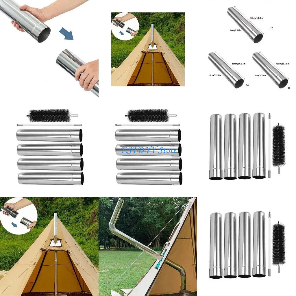 

G6DE Practical Stove Chimney Set Suitable for Wood Burning Stove Easy Assembly Camping Accessories Ventilation System