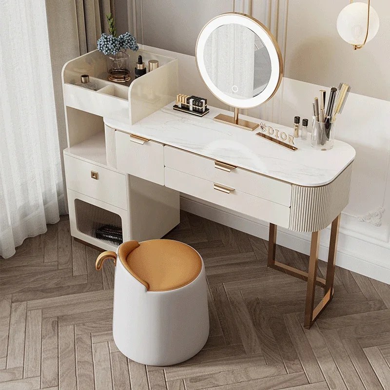 

Furniture makeup table vanity dresser set Indoor white vanity desk with led light