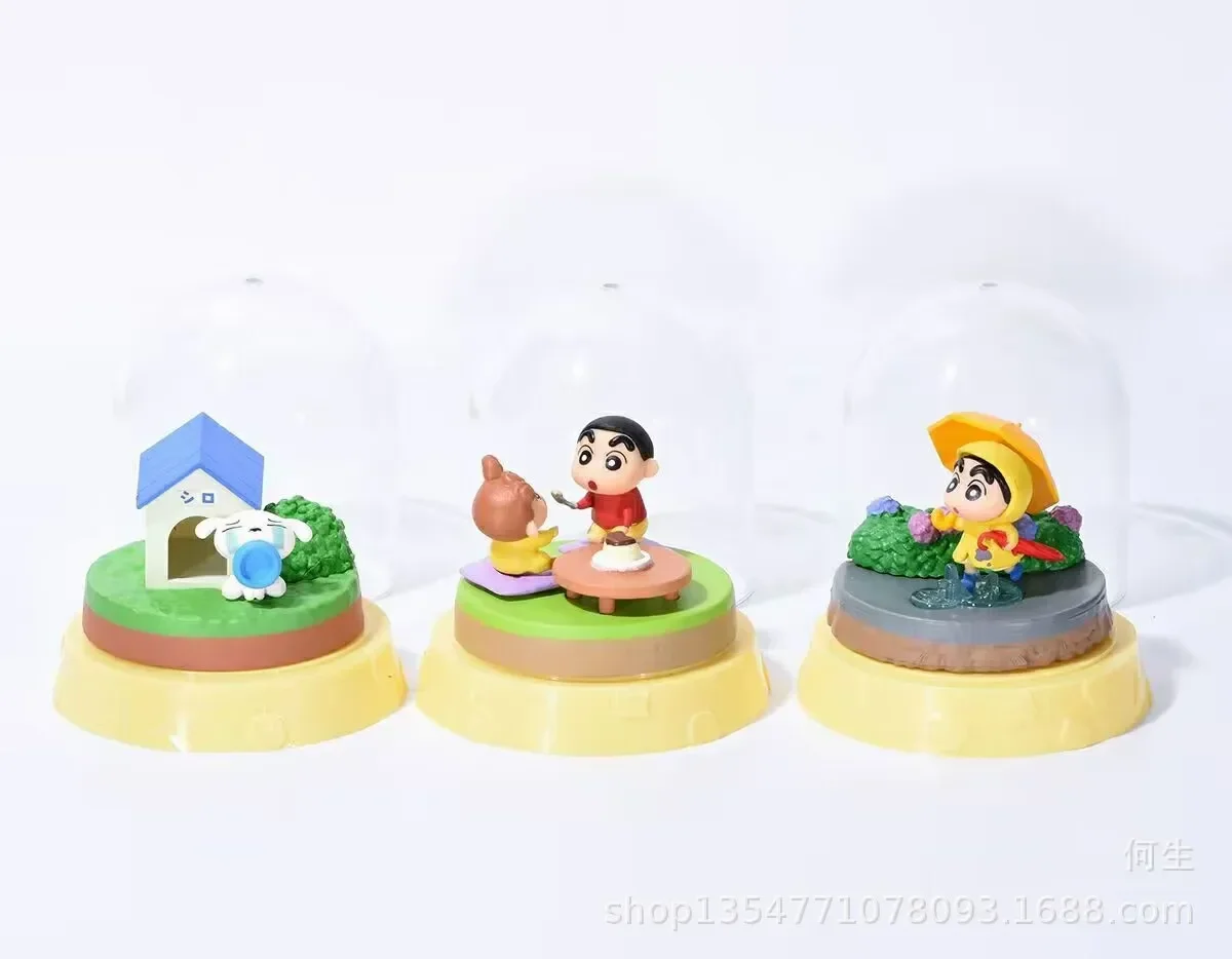 Crayon de dessin animé Shin-chan, 1 pièce, Style aléatoire, scènes quotidiennes miniatures, figurine Kawaii, modèle en PVC, jouets, poupée, collection d'ornements, cadeaux