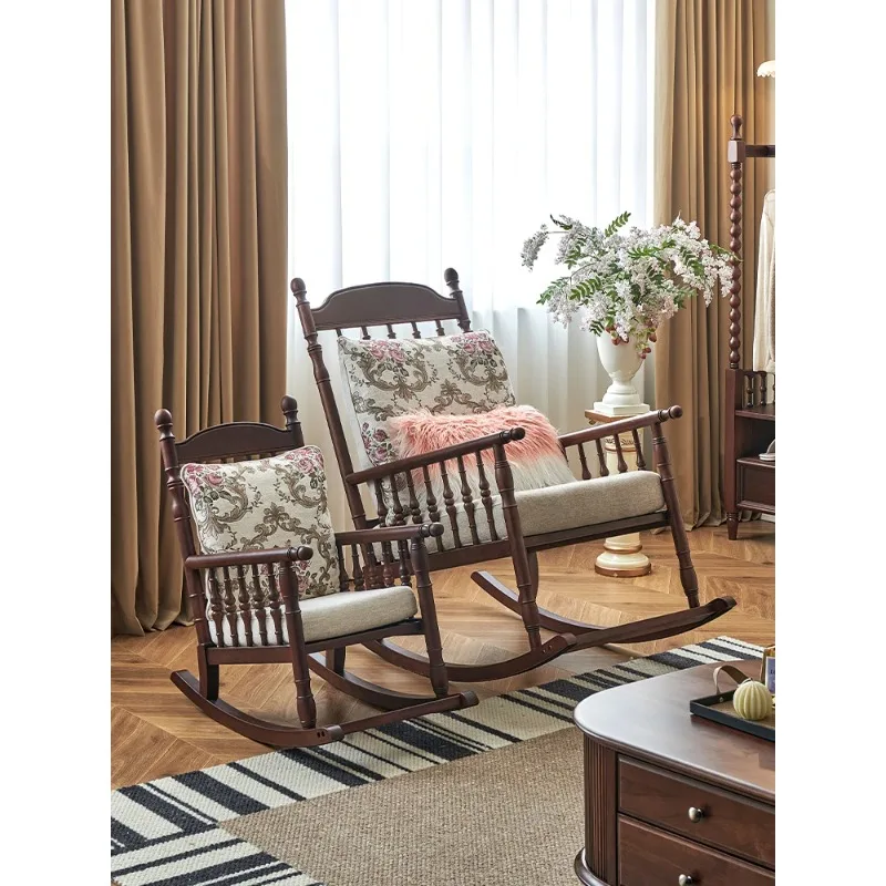 

Retro Lazy Home Leisure Chair Adult Sofa Chair Living Room Solid Wood Happy Chair