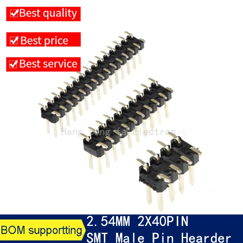 10PCS 2.54MM SMD SMT 2*2/3/4/5/6/7/8/9/10/12/14/15/16/18/20/40/ PIN Double Row Male PIN HEADER  Strip Connector 2X6/8/10/20