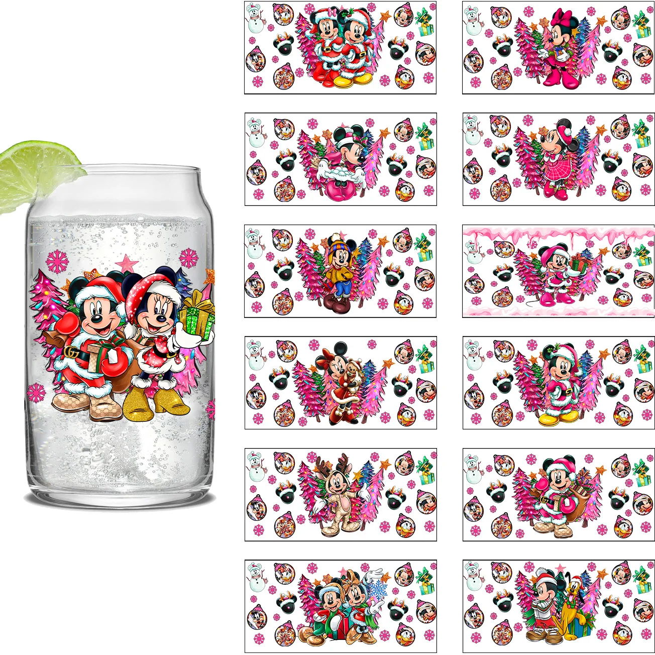 

Miniso Mickey Mouse Easy peel waterproof DIY Decals 3D transfers uvdtf crystal stickers 16oz uv dtf tumbler cup wraps sticker