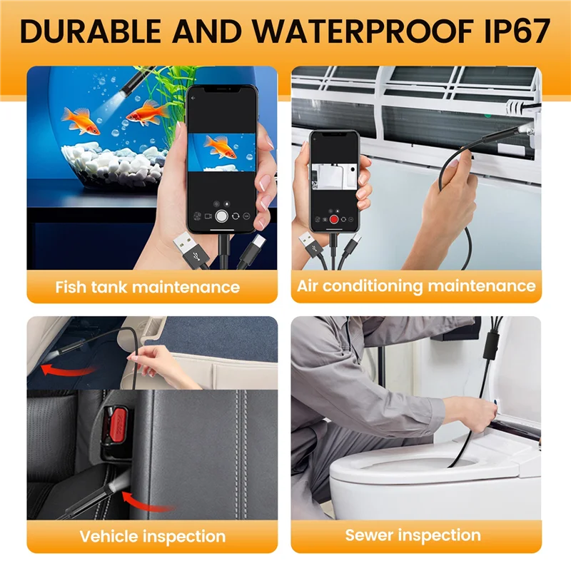 ABAH-휴대 전화 내시경 고화질 내시경 고화질 내시경 4-In-1 내시경 방수 자동차 내시경