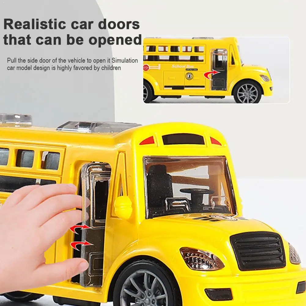 Autobús Urbano de Juguete Realista con Puertas Funcionales, Accionamiento por Fricción, Sin Necesidad de Baterías, Plástico ABS Seguro con Bordes Redondeados para Niños