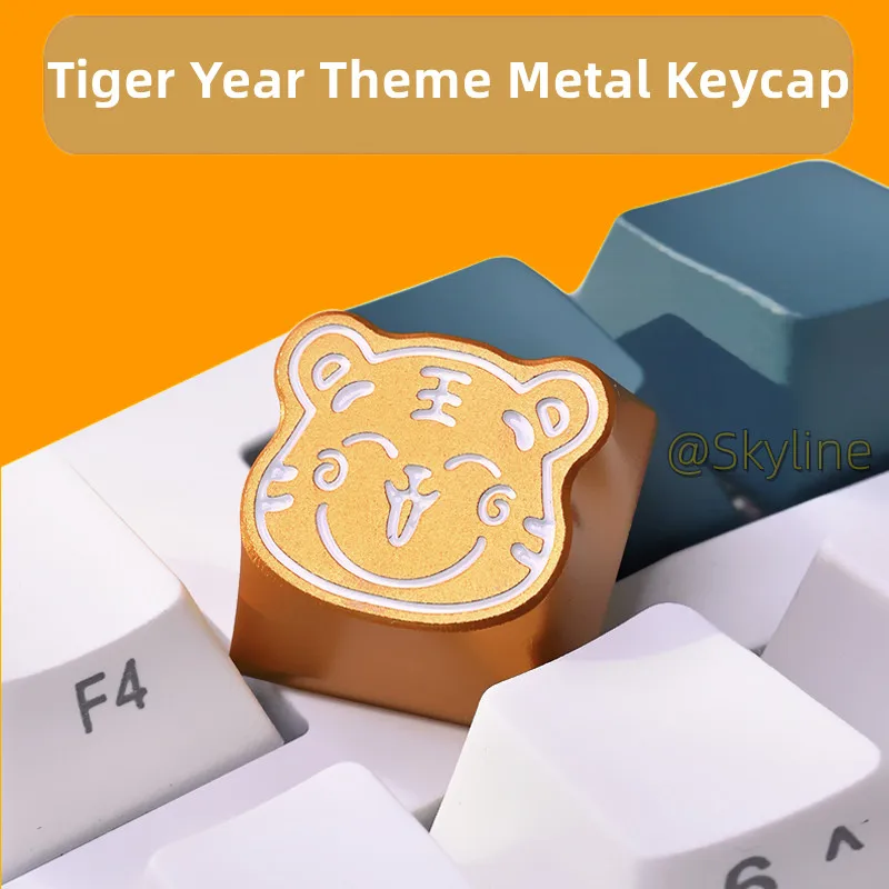 【In Stock】Kelowna Tiger Year Theme Metal Keycap CNC Aluminum Oxide R4 Original High Mechanical Keyboard Small Tiger Keycap