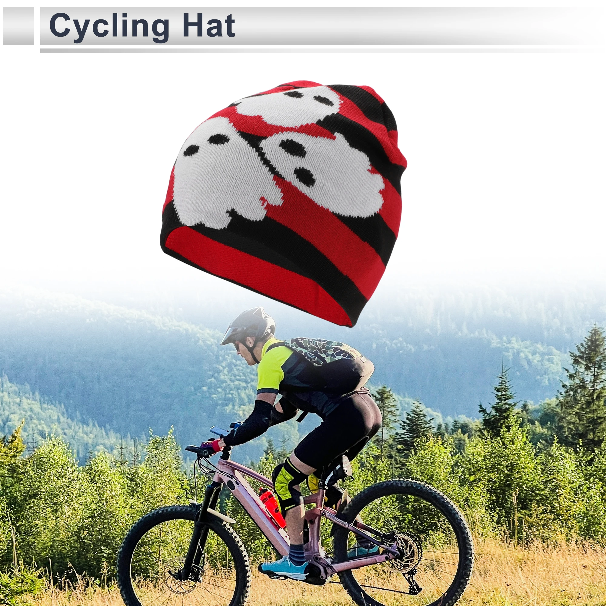 

X Autohaux Велосипедная шапка Теплая удобная белая с пятью узорами Красный Черный 7,87 x 8,66 дюйма 1 шт.