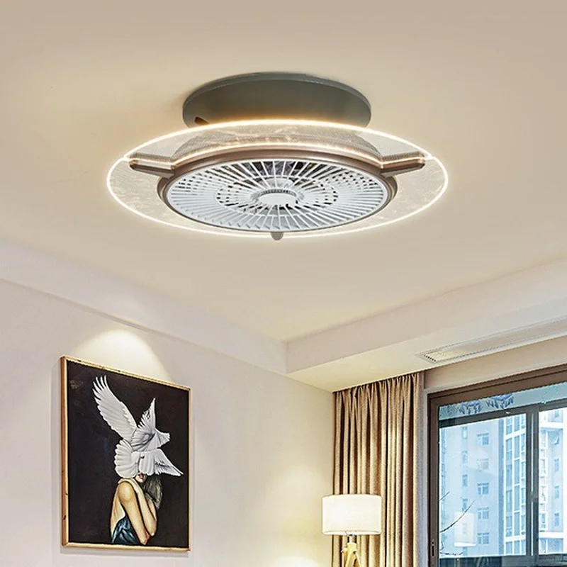 Modern Invisible Electric Ceiling Fan Chandelier Creative for Bedroom Decor Home Circular Fan Lamp Restaurant LED Ceiling Fan