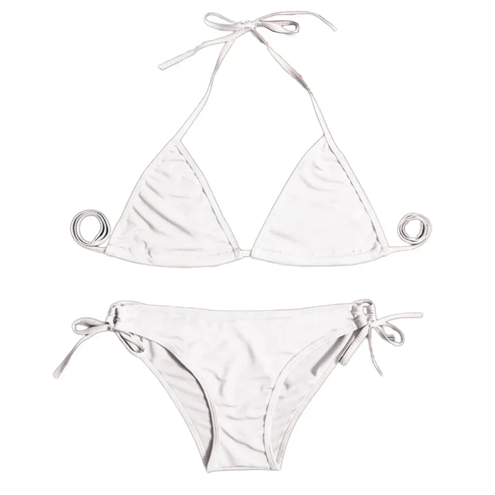 Maiô feminino respirável de duas peças, biquíni sexy de tanga, estilo bandagem, roupa de banho brasileira, monocromática, verão