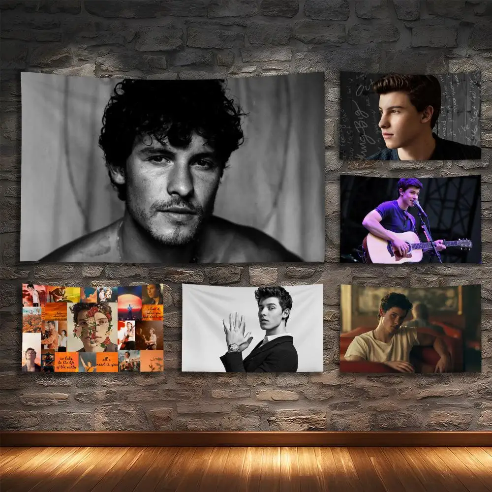 

Shawn M-MendesS singer Tapestry House Bedroom Living Bar Garden Microfiber Decoration Background Art Custom Banner