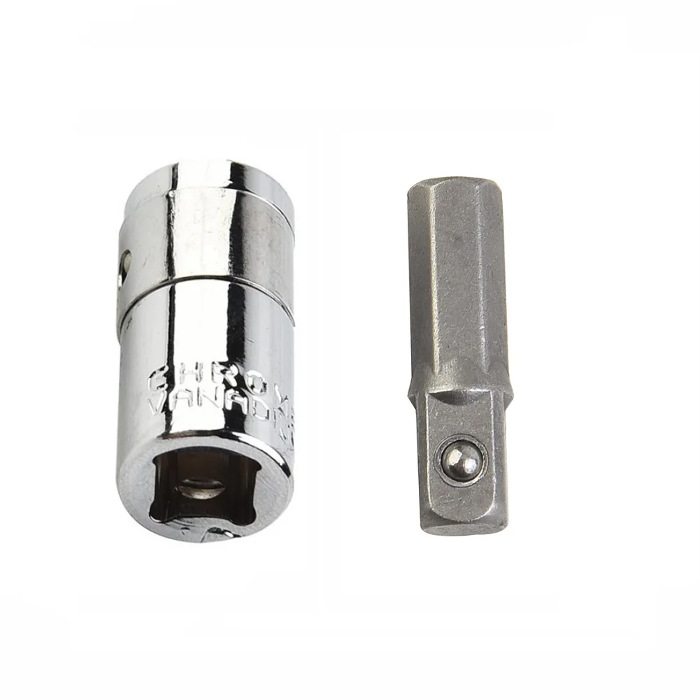 1/4 Square Drive To 1/4 Hex Shank Impact Socket+1/4Drill Socket Adapter Screwdriver Holder Impact Socket Conversion Adapter Tool