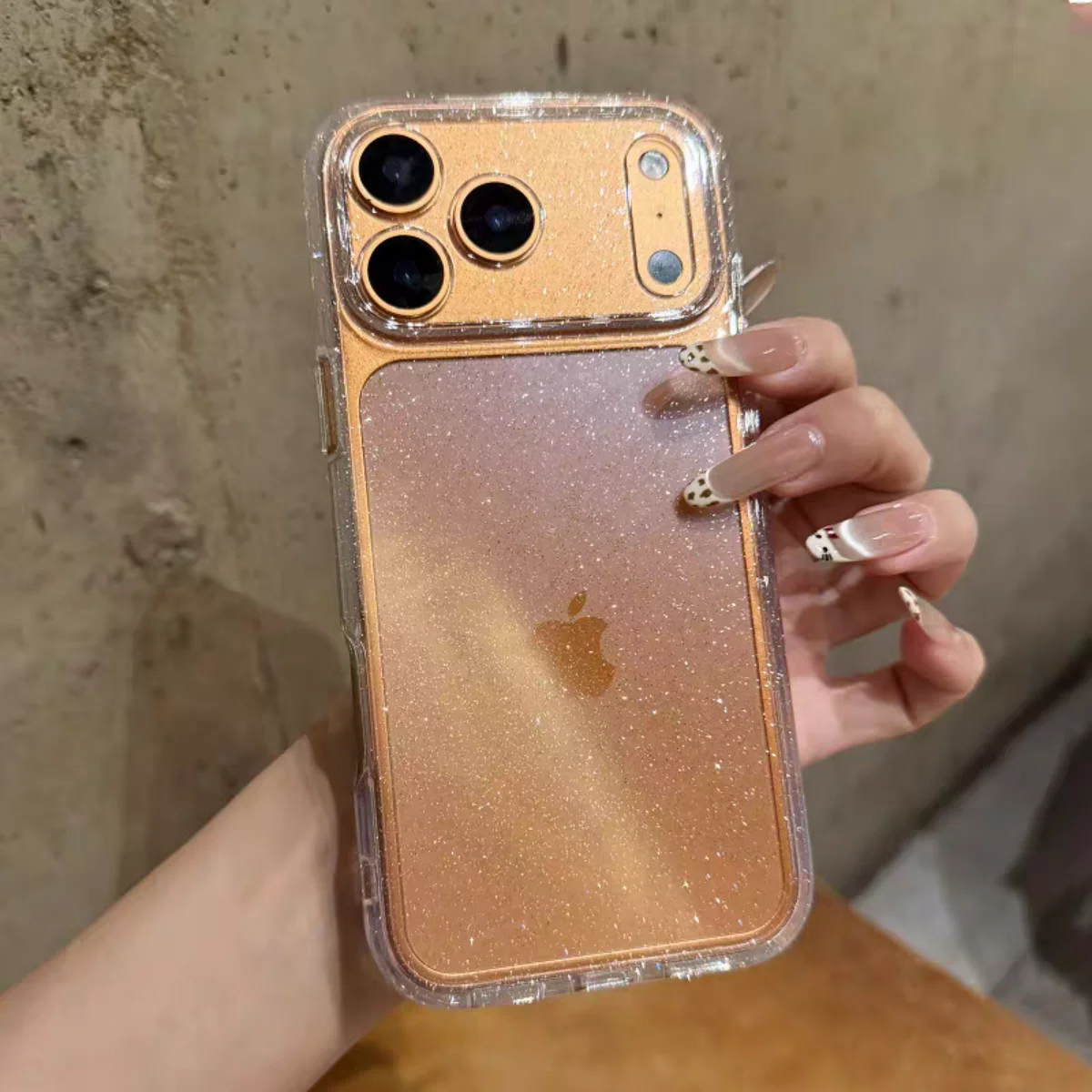 Ultradünne, klare, glitzernde, weiche Silikon-Handyhülle für iPhone 17 Air 16 15 Plus 14 13 Pro Max, transparente PC-Schutzhülle