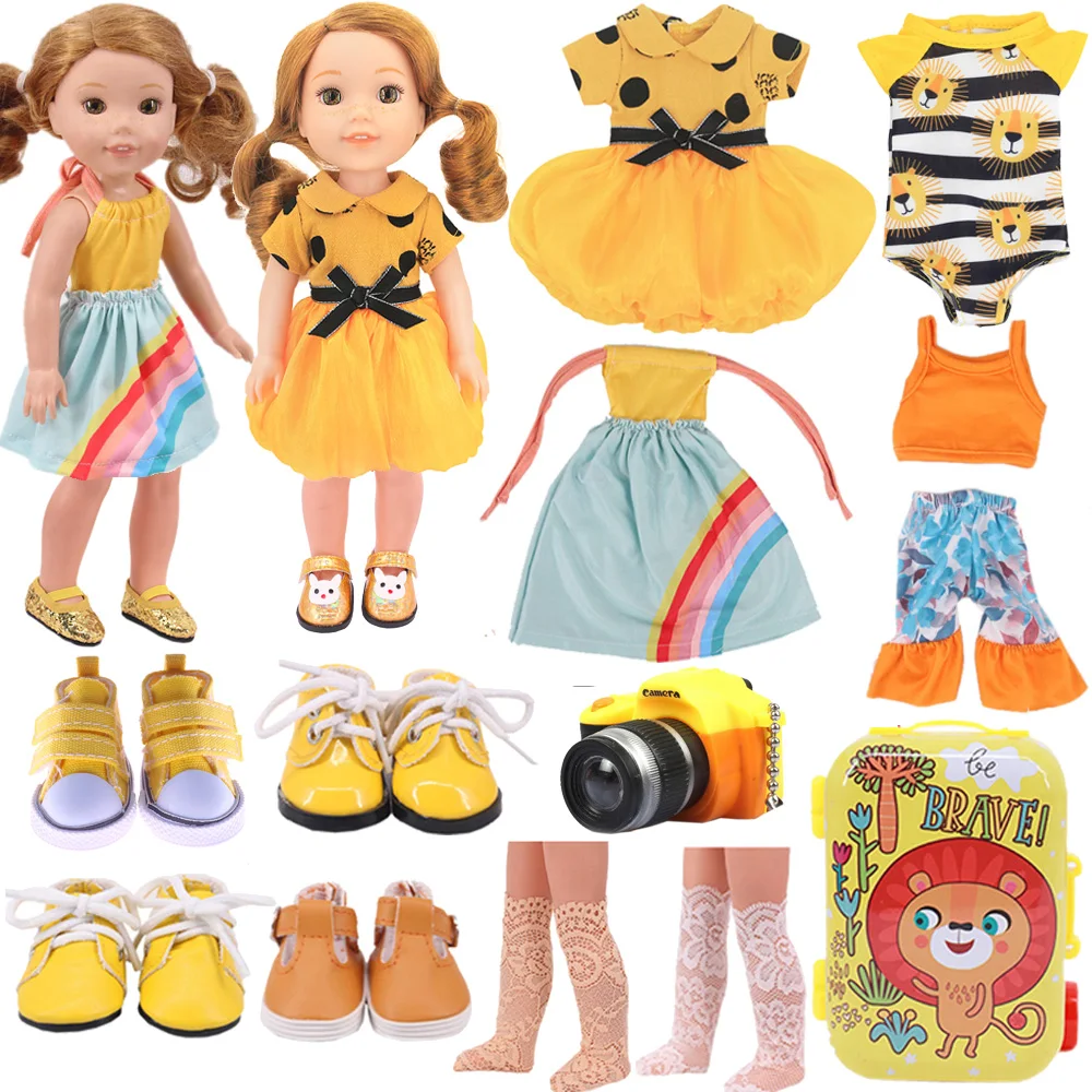 Doll Clothes Yellow Skirt Canvas Shoes For 14.5Inch American Blythe Nancy Paola Reina Clothes Doll Accessories Kids Dolls Girls