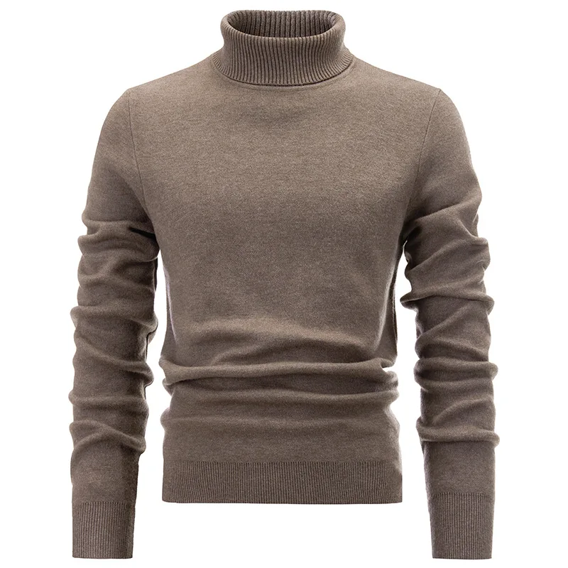 

Autumn Winter New Fashion Men's Turtleneck Long Sleeve Casual Trendy Solid Color Slim Knitted Pullovers Male Simple Sweaters