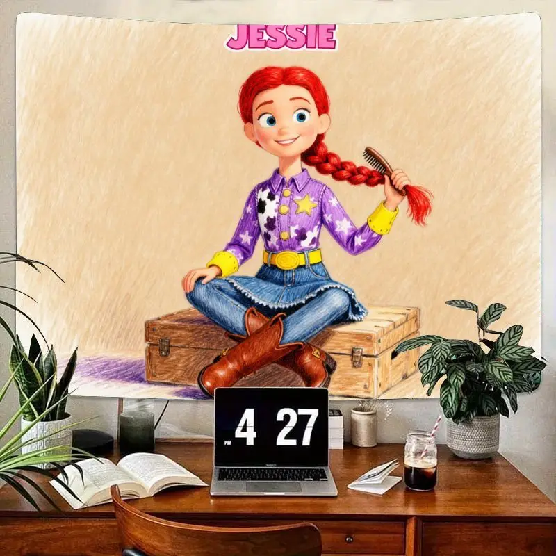 

1 шт., гобелен «История игрушек» Джесси-ковбой, настенное искусство из полиэстера с рисунком Диснея Пиксара, забавный детский декор для спальни и гостиной для девочек, подарок