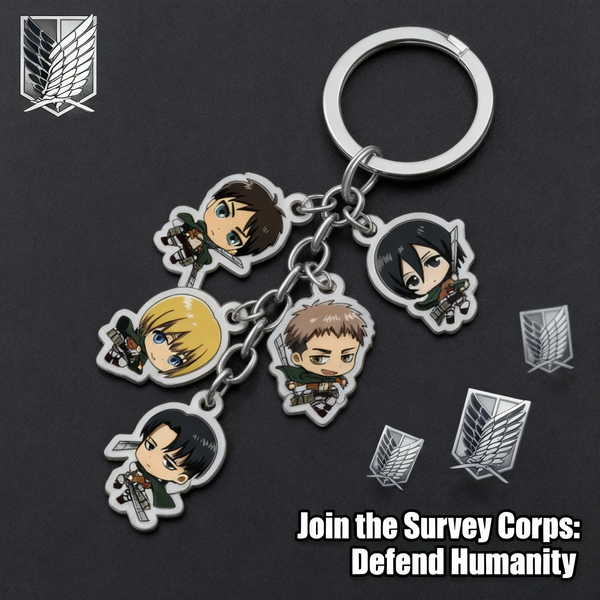 Set de 5 Llaveros Acrílicos Transparentes de Doble Cara de Ataque a los Titanes, Accesorios de Anime, Colección de Colgantes