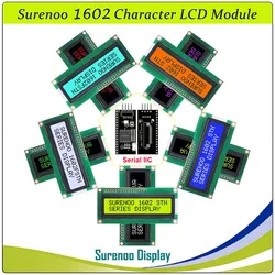 Surenoo 162 16X2 1602 5V paralelo IIC I2C VA blanco rojo verde carácter en negro módulo LCD Panel de pantalla LCM