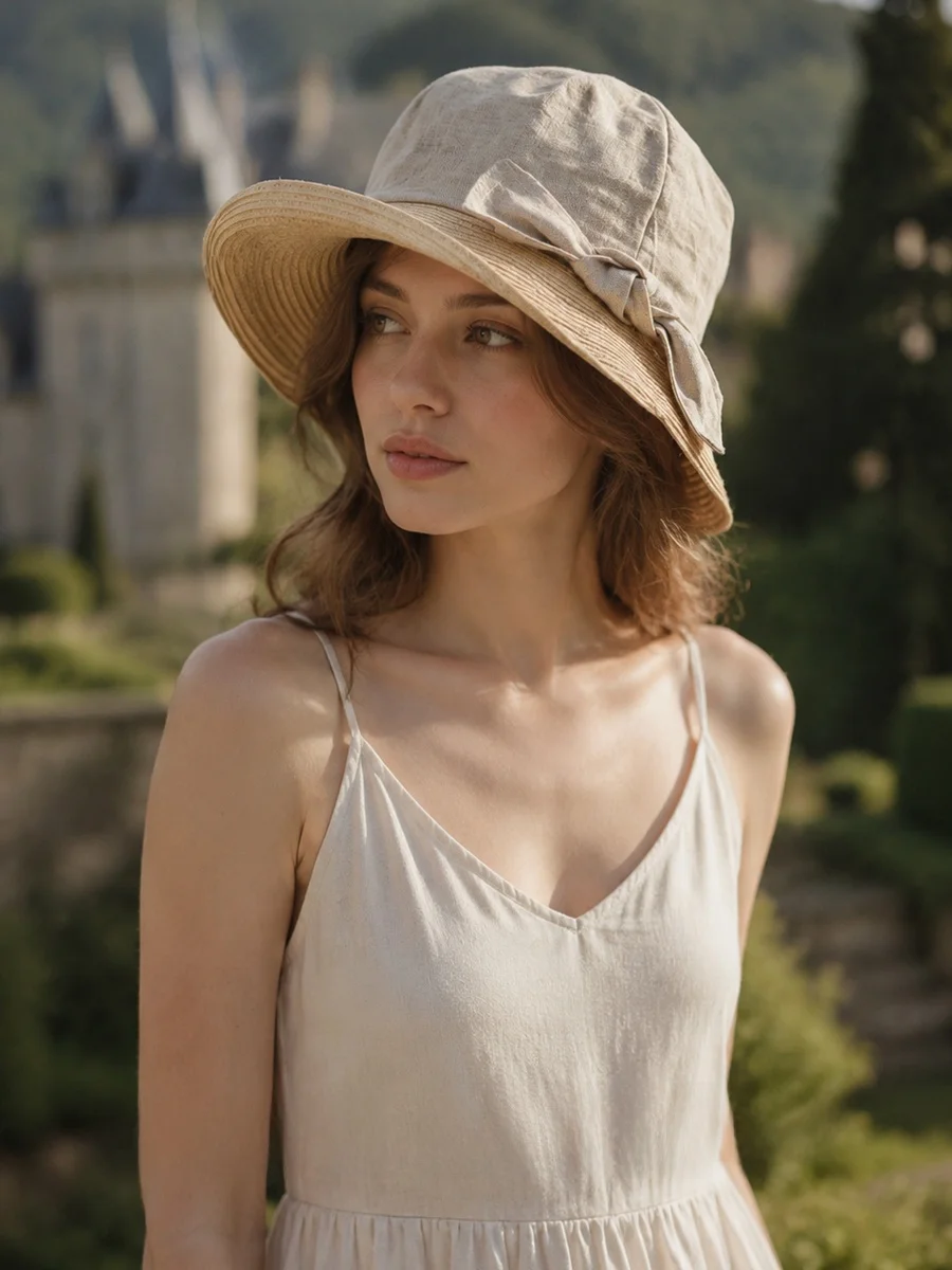 sun-protection-straw-hat-cotton-linen-knot-foldable-fisherman-hat-large-brim-holiday-sunshade-cap-for-women