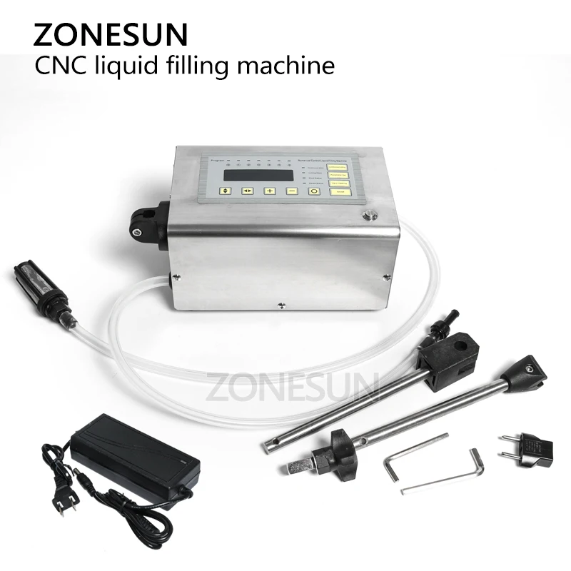 ZONESUN Electrical Liquid Filling Machine Mini Portable Diaphragm Pump Bottle Filler for Water Perfume Beverage Olive Oil GFK180