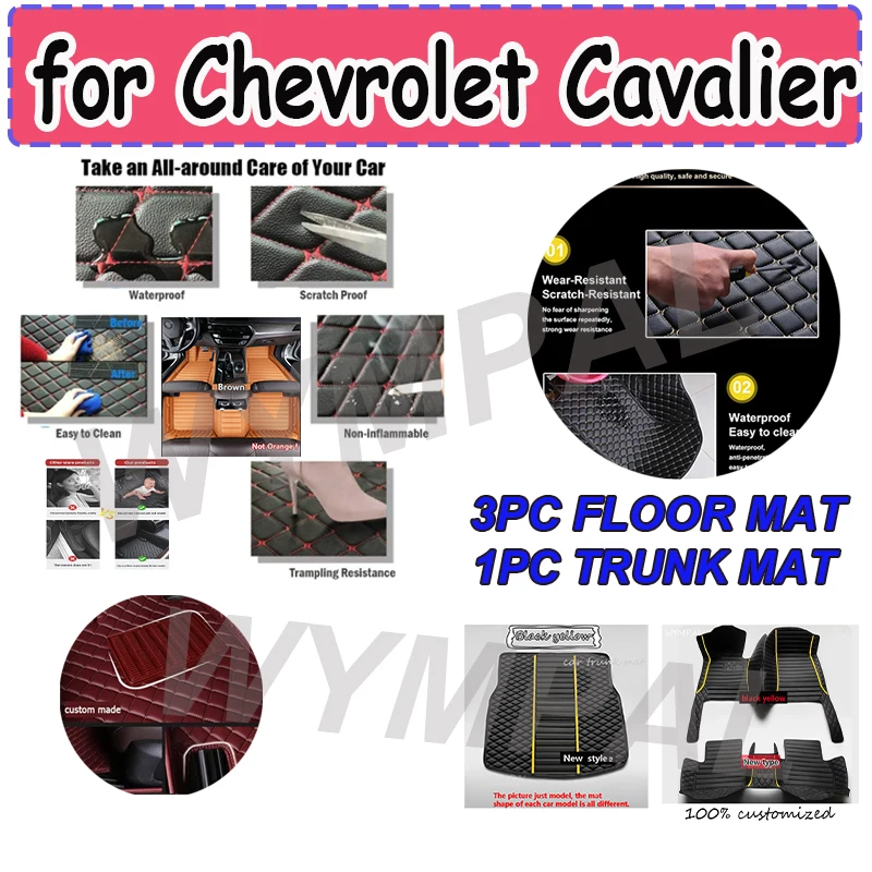 

LUXURY Car Floor Mats For Chevrolet Cavalier Onix Prisma 2023 2022 2021 2020 Waterproof Carpets Custom Auto Accessories