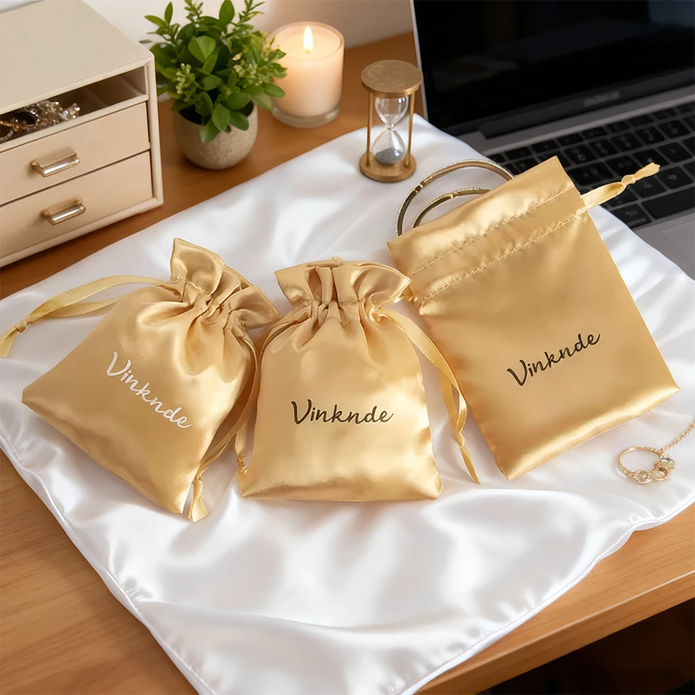 

100 шт. атласные шелковые подарочные пакеты для ювелирных изделий 3x4 дюйма с логотипом на заказ, ювелирные изделия, кольца, серьги, ожерелье, органайзер, упаковочная сумка, свадебные сувениры