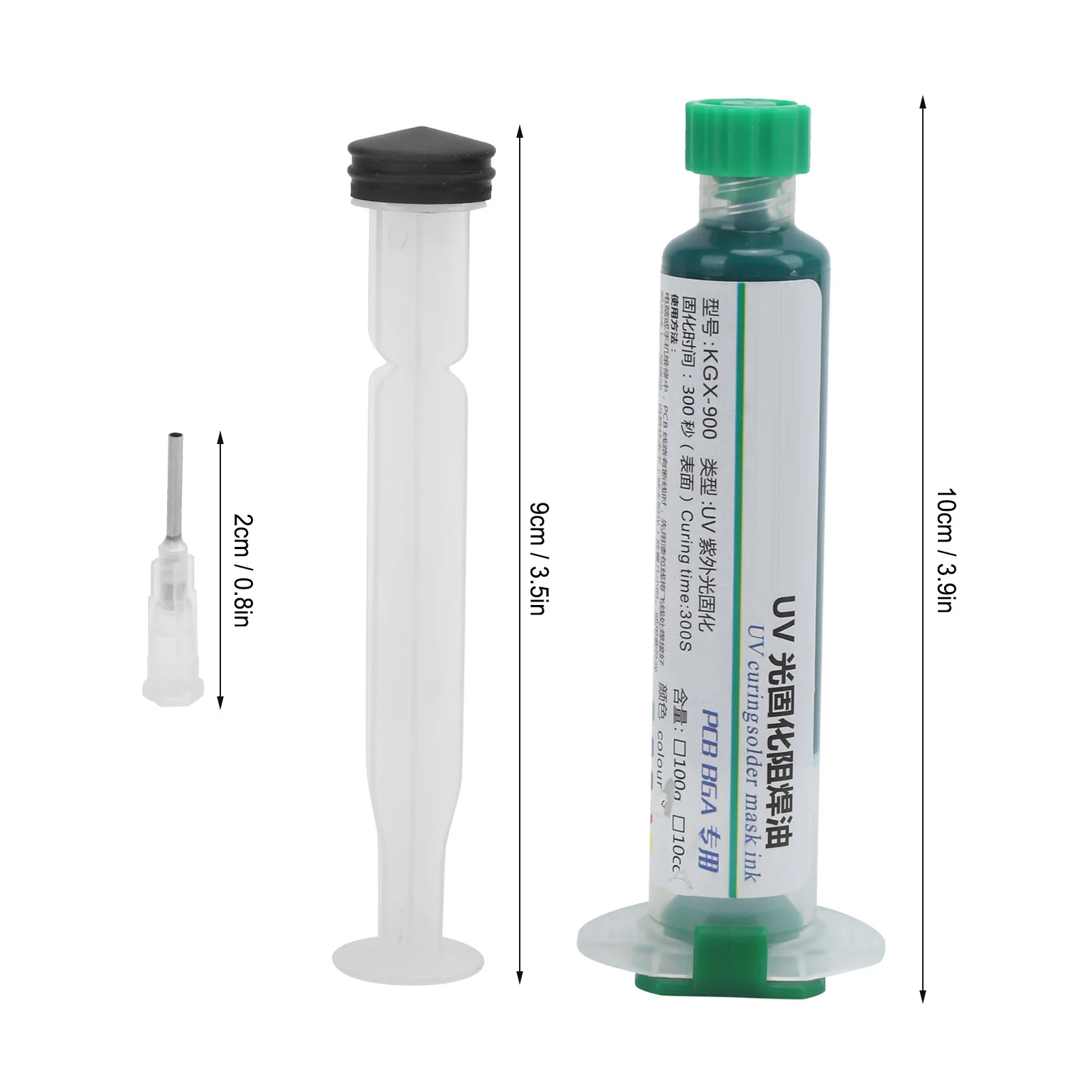 KGX-900, encre résistante à la soudure au durcissement UV vert 10cc avec aiguille poussoir pour soudure de PCB, résistance à la soudure de la peinture, encre résistante à la soudure de PCB