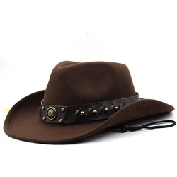 Designer Brand Western Cowboy Hat Wool Jazz Top Hat Men's and Women's Autumn and Winter Felt  Big Enice Cap Gorras Para Hombres