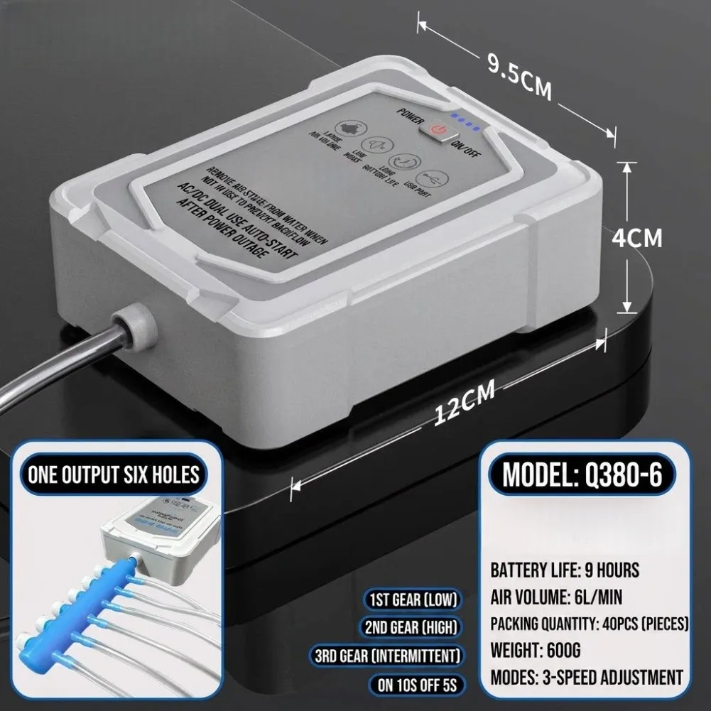 Fishing Air Pump Rechargeable 3-level Quiet ABS Clip For Outdoor Pond Bait Oxygen Pump Fishing Tools view 4