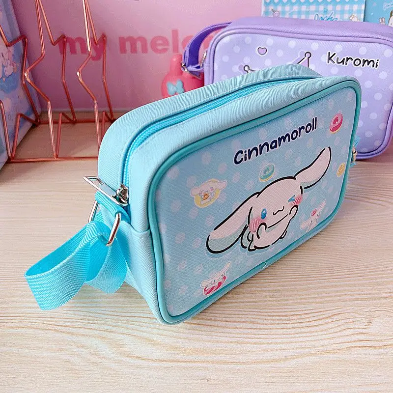 Anime Sanrio Cinnamoroll Kuromi My Melody Pu Waterproof Slung Shoulder Bag Storage Small Square Bag Cute Cartoon Birthday Gifts