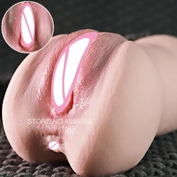 Realistic Pussy Male Masturbators For Men Vagina Real Anal Double Channels Sex Toys For Men Masturbation Cup Adult Store Sexdoll