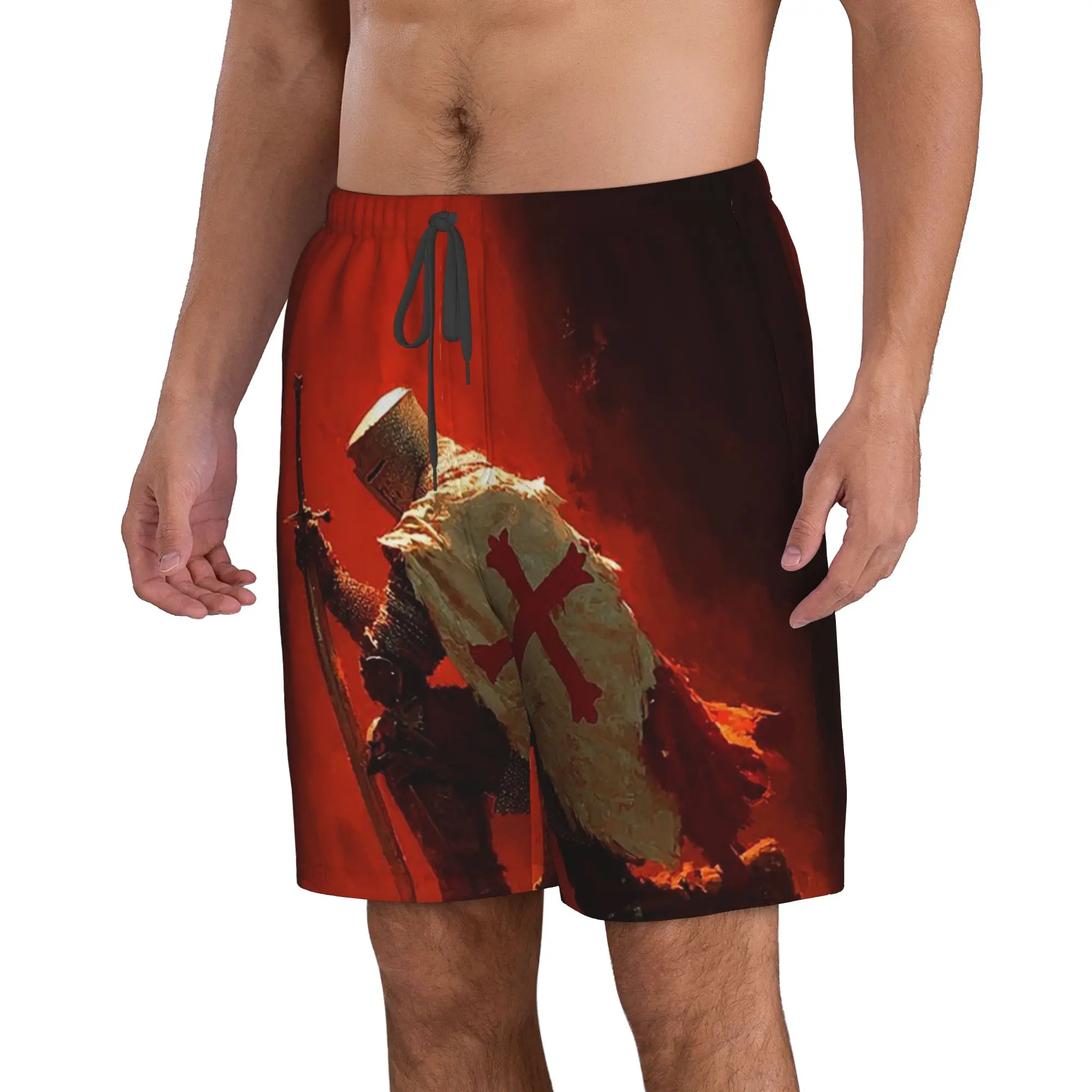 Knights Templar Trunks Beach Board Shorts Casual Quick Dry Swim Summer Men Pants