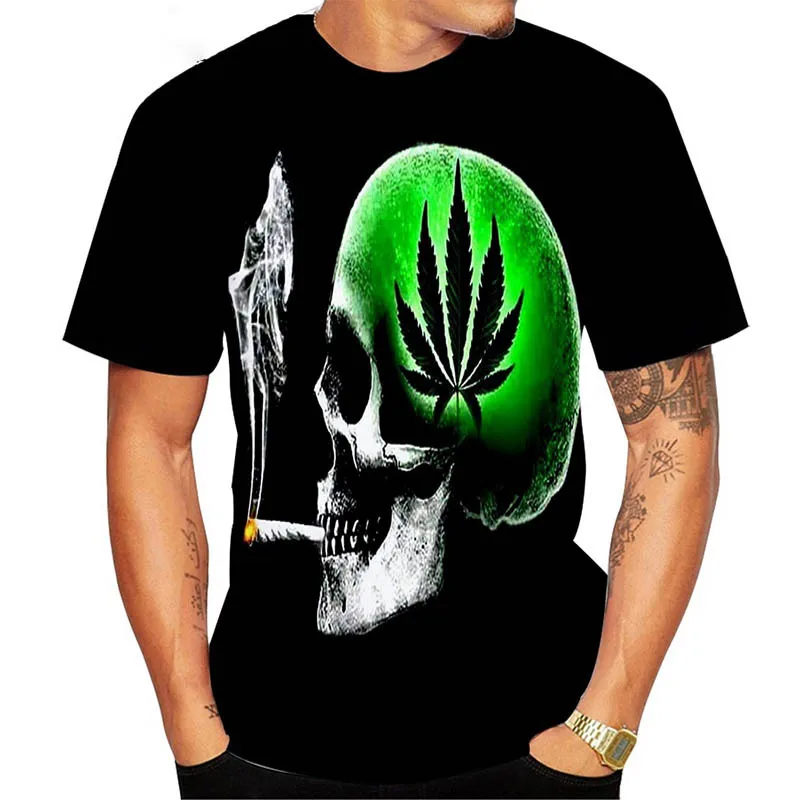 

New Summer Fashion T-shirt 3D Skull Printing Men's Round Neck Short Sleeve Shirt Outdoor Sports Training Suit Motorcycle T-shirt