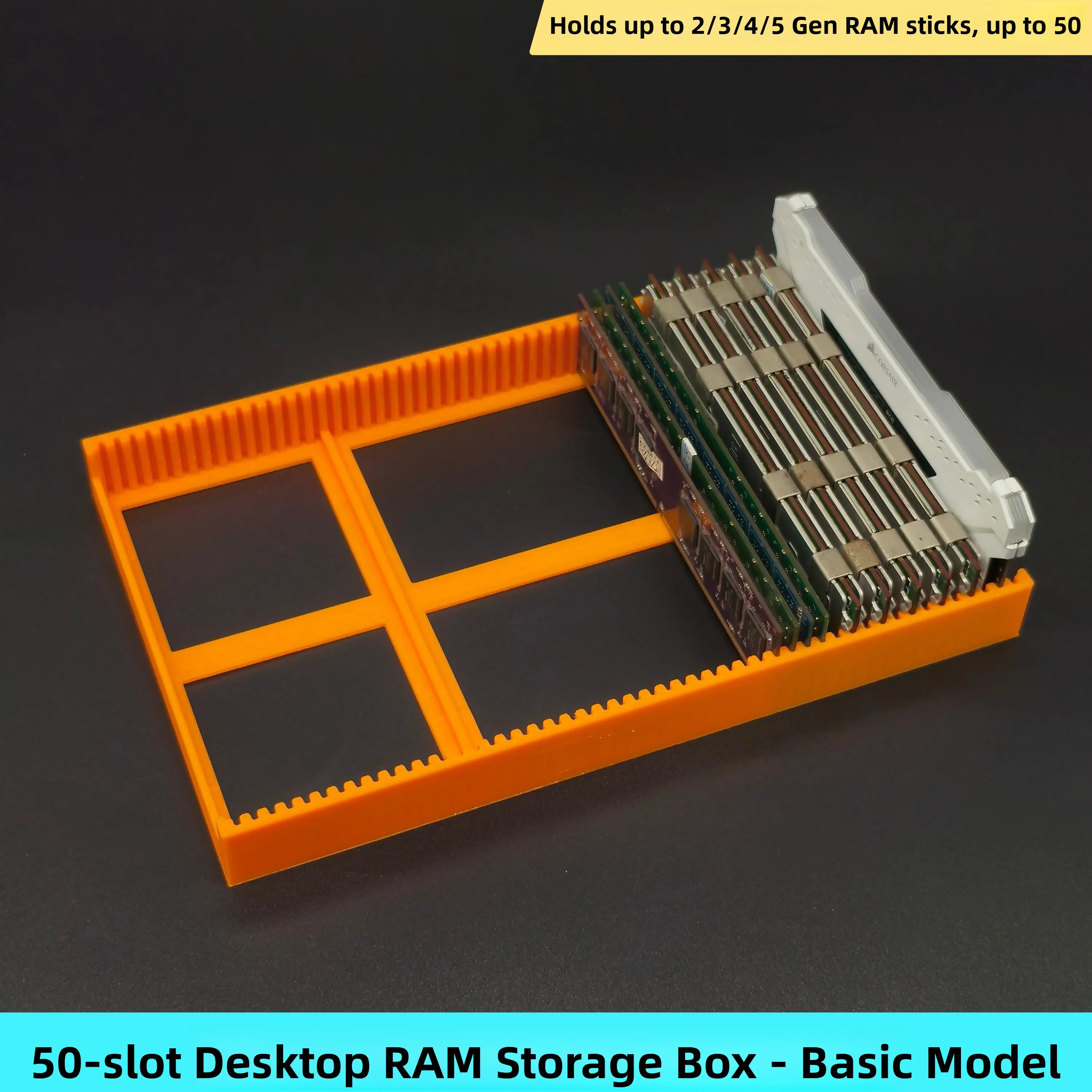 Simple Desktop Memory Storage Box RAM Strip Organizer Plastic Storage Container Office Area Universal Square Base Stand