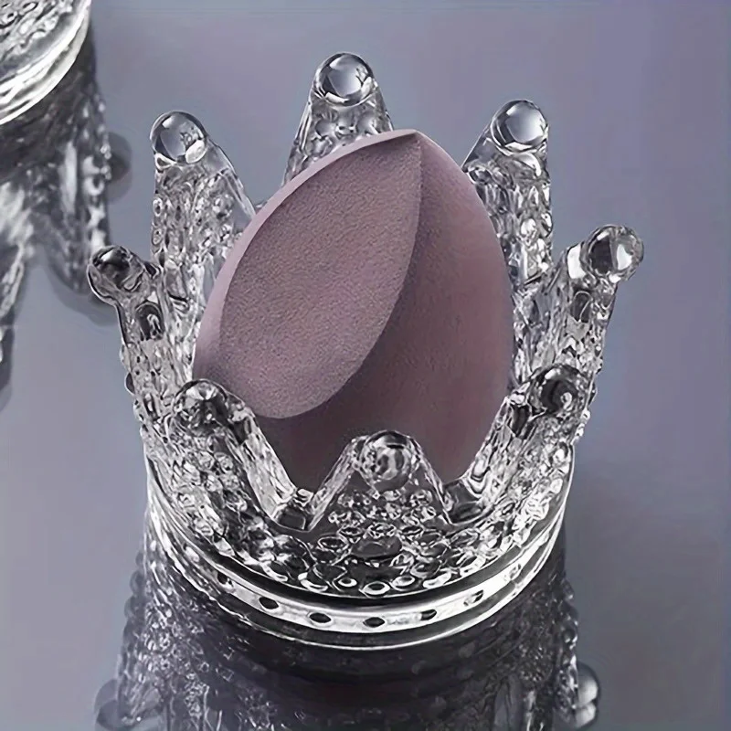 

1pc Elegant Crown-Shaped Glass Storage Box Classic Multipurpose Vanity And Countertop Decor Holder Beauty Egg and Ring Storage