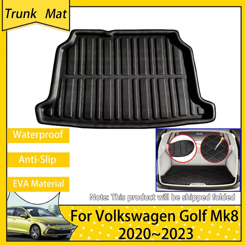 Коврик для багажника автомобиля Volkswagen VW Golf 8 Mk8 2020 2021 2022 2023, водонепроницаемый коврик, задний багажник, поднос для груза, ковер, автомобильные аксессуары