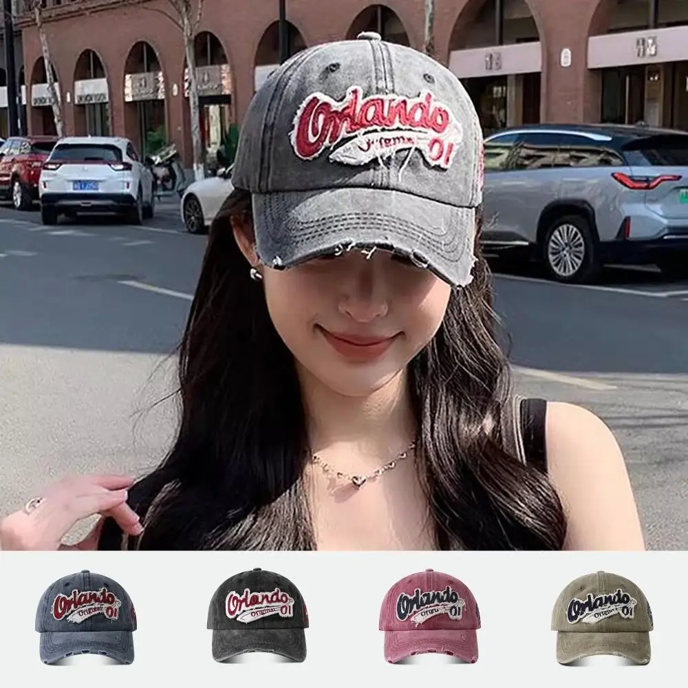 Cómoda gorra de béisbol con bordado de 01 letras, lengua de pato ajustable, gorra informal con visera, sombrero protector solar para la cara más pequeña para adolescentes