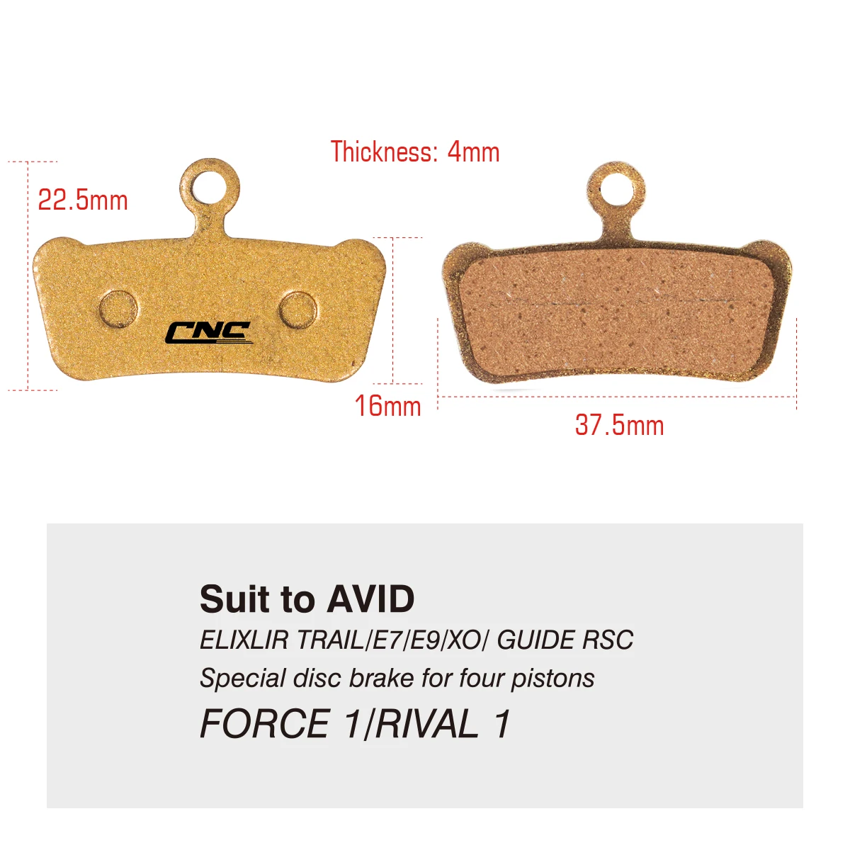 Ceramic Bicycle Brake Pads For SRAM GUIDE RSC / RC / R XO AVID E7 E9 Trail 4 Pistons 2 Pairs