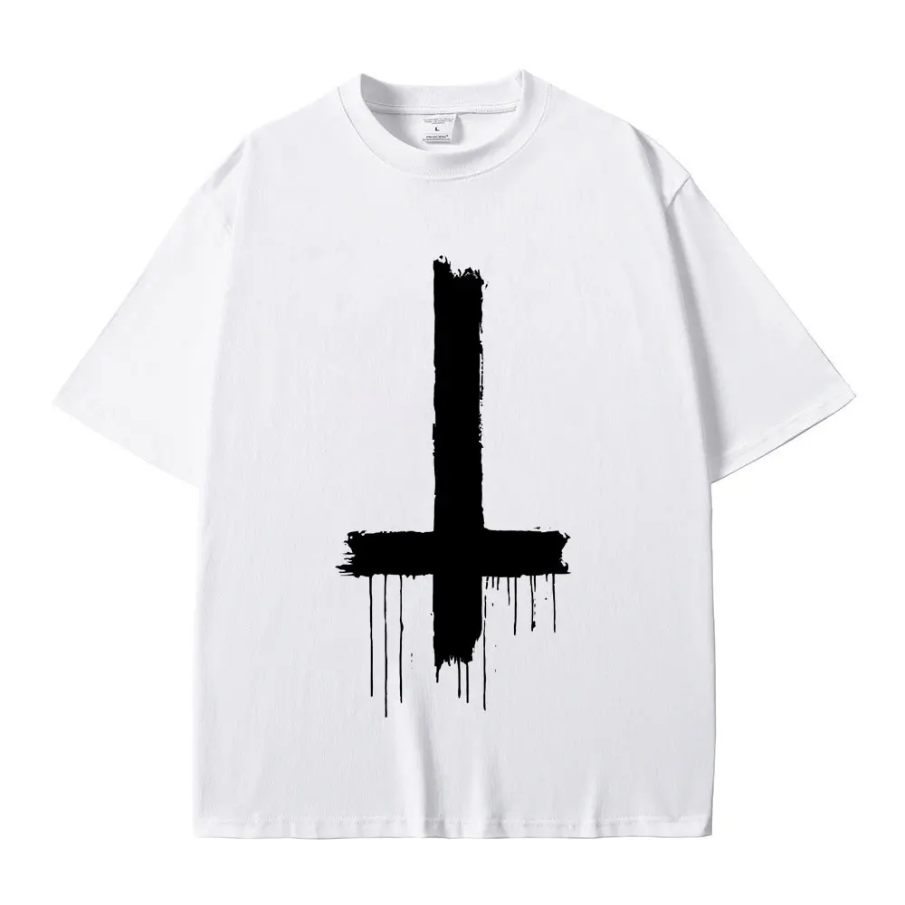 Playboi Carti Opium T-shirt Upside Down Cross Print Tees Ken Carson Tshirt Destroy Lonely T Shirts Homixide Shirt Men's Clothing