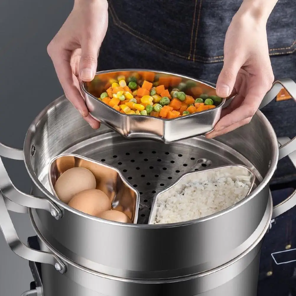 Stainless Steel Steaming Rack Fan Shaped Tray Stainless Steel Steaming Plate with Fan-shaped Divided Rack for Kitchen