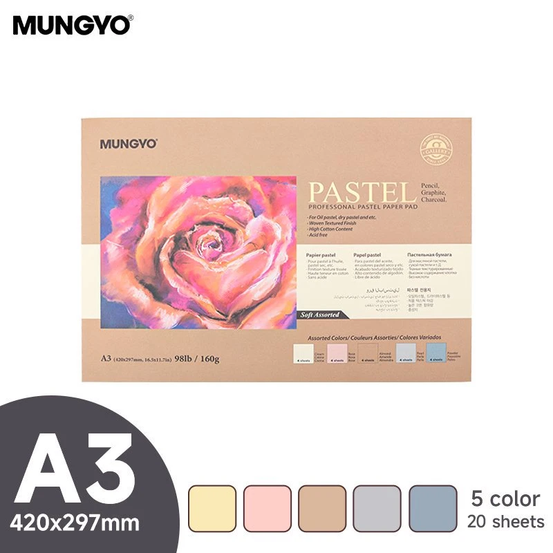 MUNGYO A3/A4 Krijt Speciaal Papier Tonerboek 160g Hoge katoeninhoud Gemakkelijk te kleuren Dubbelzijdige textuur Oliepastel Schilderboek