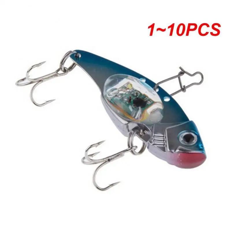 

1~10PCS Led Fish Trap Soft 3d Real Fish Eye Sharp Hooks Body Swing Tail Down Automatically Shut Off Metal Luminous Bait