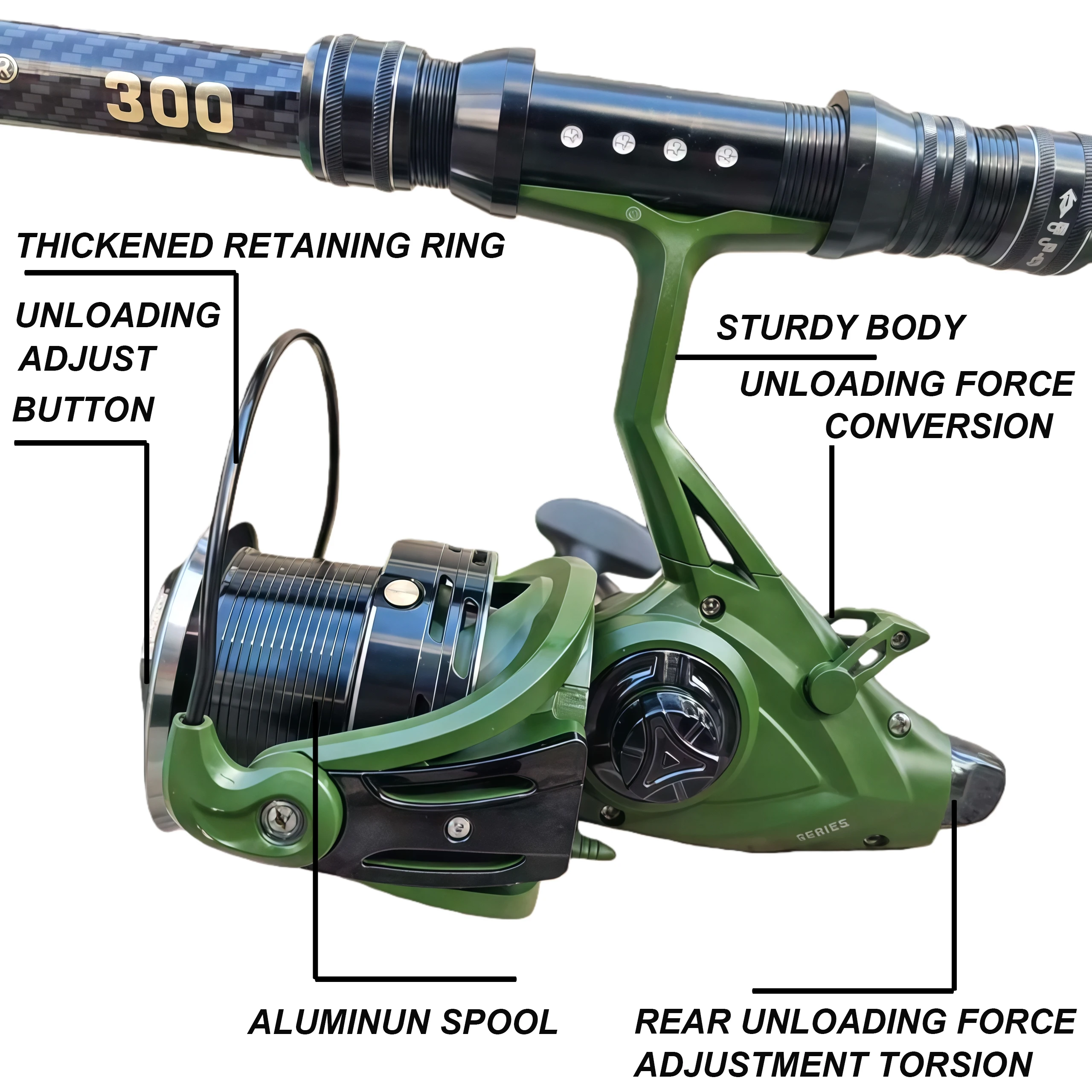 Carrete giratorio Metal 9000 – Surfcasting y curricán marino - imagen 3