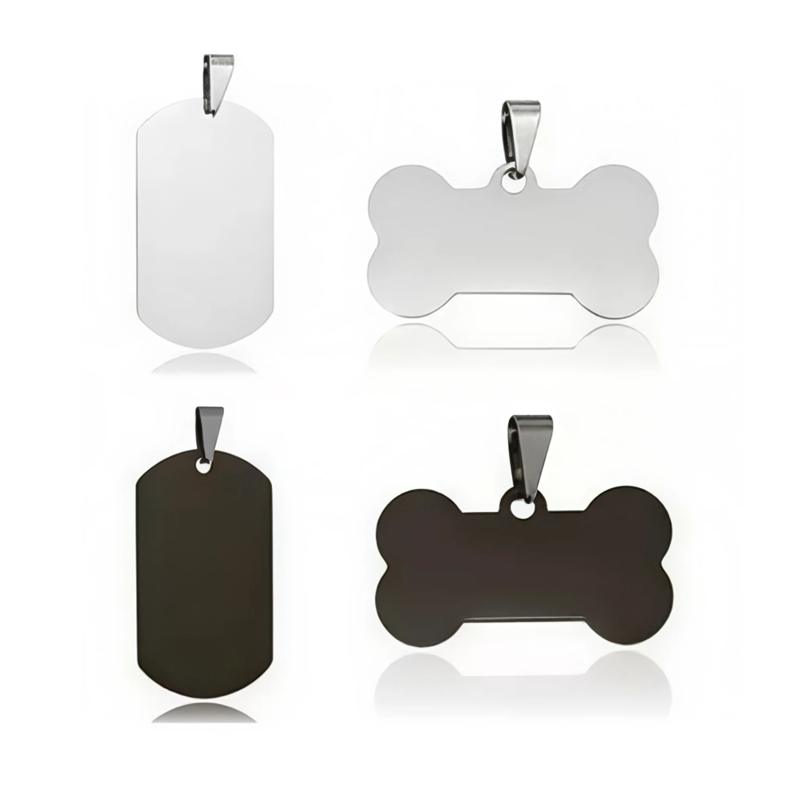 

2Pcs Durable Stainless Steel Blank Dog Cat ID Tag Personalized Pet Keychain For Laser Engraver