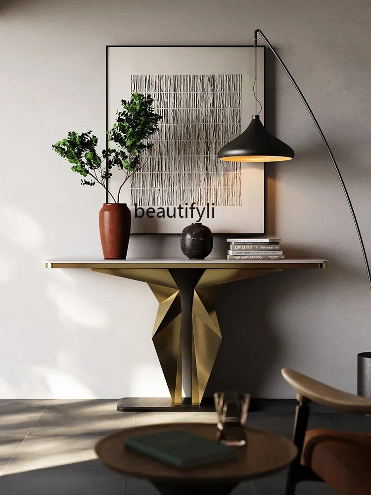 

Asmt56 Доступный роскошный стиль Консольные столы Вилла Гостиная Нержавеющая сталь Интегрированная стена Современный вход Роскошный Stone Co