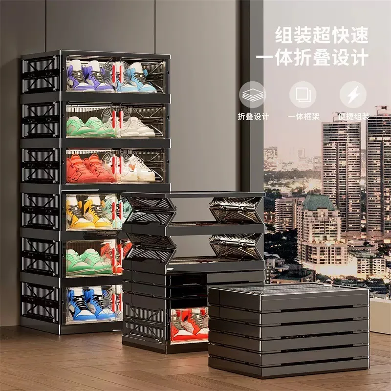 

Складной шкаф для обуви - пластиковый прозрачный органайзер для обуви - для прихожей - пыленепроницаемый многоярусный контейнер для хранения обуви