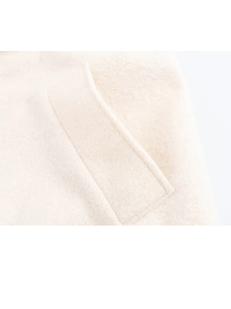 

HH Women Fashion Pockets Woolen Long Coat Female Winter Temperament Warm Streetwear Lapel Long Sleeve Single-breasted Jacket