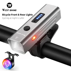 WEST BIKING Bicycle Front/Rear Lights Set Intelligent Sensor Cycling Headlight Taillight For Safety Warning MTB Road Bike Access