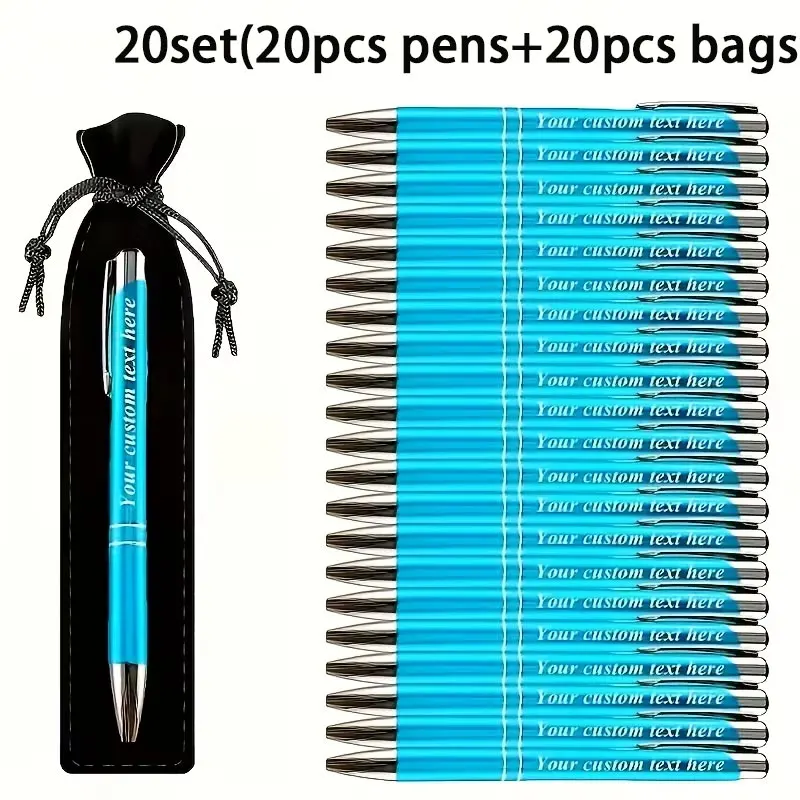 Personalized Custom Ballpoint Pen Set (20 Metal Signature Pens + 20 Exclusive Pen Cases) with Engraving Options, Business Stationery Gift Box, Office and Study Writing Pen Set, Corporate Promotional Gifts, Graduation Commemorative/Anniversary/Birthday Gifts｜Holiday Gifts (Suitable for Christmas/Thanksgiving/Halloween)