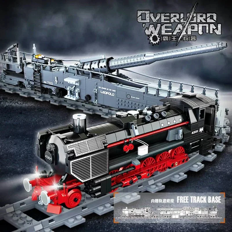 

1631PCS Military Leopold Train Gun Building Blocks WW2 Weapon Soldier Vehicle Model Bricks Toys For Children Birthday Gift MOC